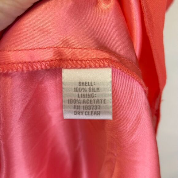 Donna Morgan Coral Orange 100% Silk Chiffon Sleeveless Event Dress Size 10 - Picture 11 of 13